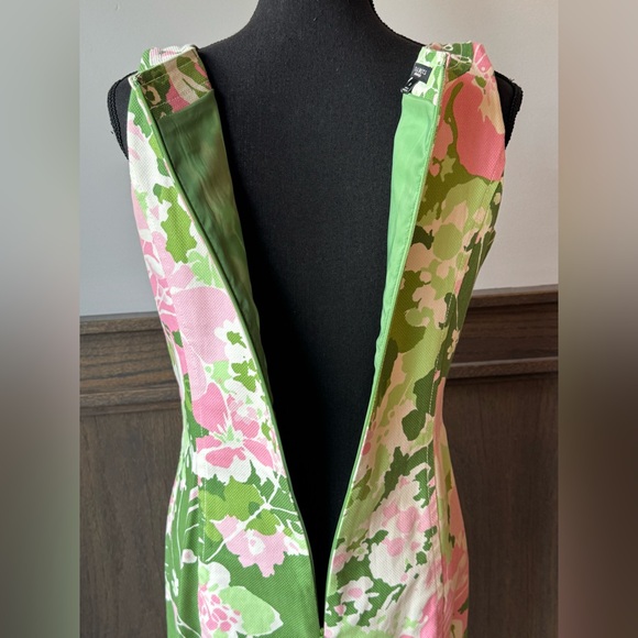 Talbots Green and Pink Floral Midi Shift Dress 8 - Picture 6 of 9